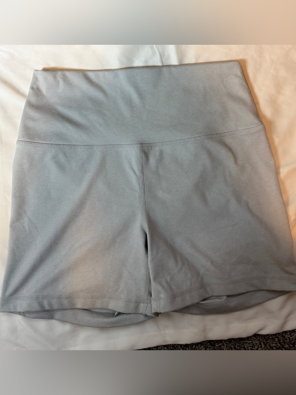 Yogalicious High-Waist Athletic Shorts in Light Gray